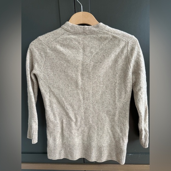 Madewell Flecked Merino Wool Tan V-Neck Cardigan Sweater Tortoise Buttons •xxs - Picture 4 of 5